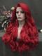 Custom red wave synthetic drag wig