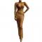 Brown Transparent Rhinestone Pattern Dress