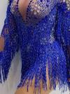 Blue Diamond Drag Fringe Bodysuit