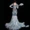 White Feather Rhinestones Gown Dress