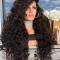 Natural black curly synthetic lace front wig