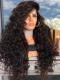 Natural black curly synthetic lace front wig