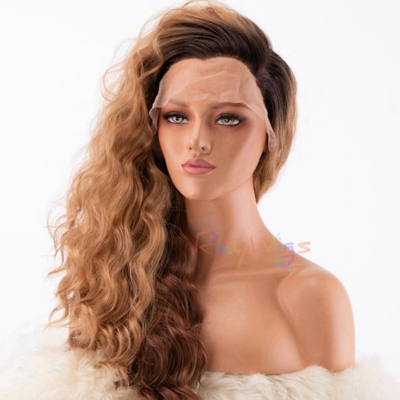 Human Hair Full Lace Wig Curly Ash Brown