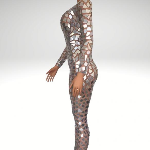 Red & Silver Mirror Like Bodysuit