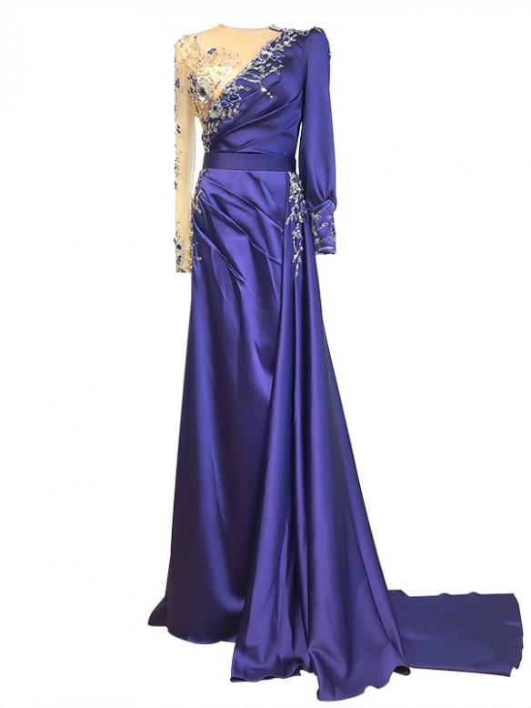 Red & Blue Satin Dress