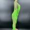Fluorescent Green Bead Print Tassel Bodysuit