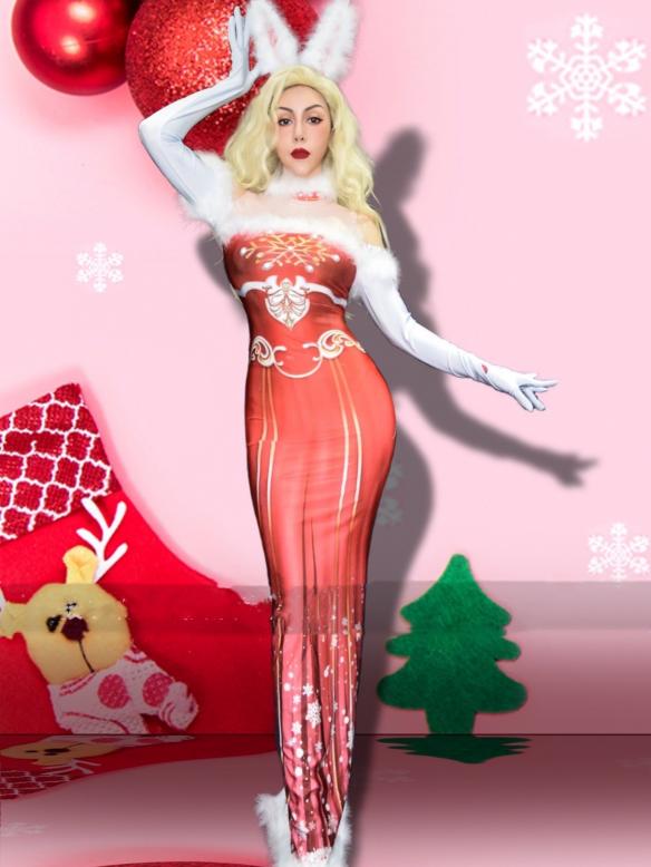 Christmas Long Dress (include gloves)