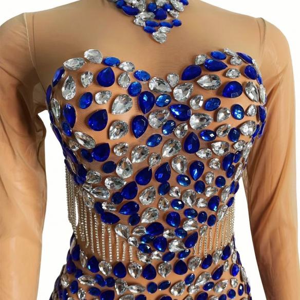 Blue Rhinestones Dress