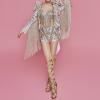 Crystallized Fringe Shoulder Pad Coat