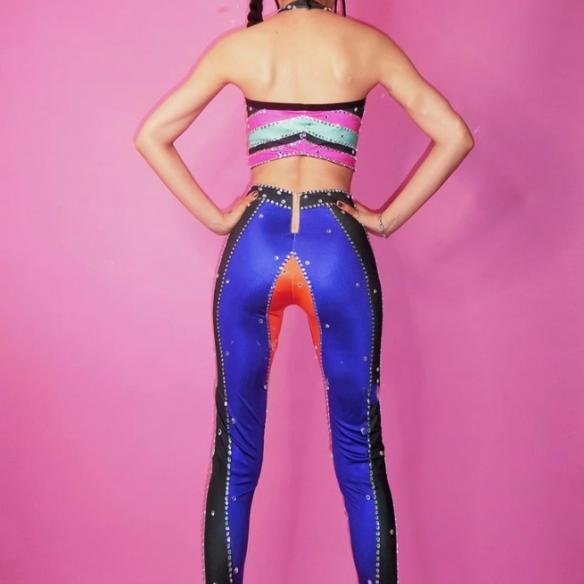 Colorful Rhinestones Sleeveless Bodysuit