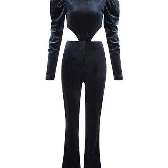 Grey sexy shiny velvet bodysuit