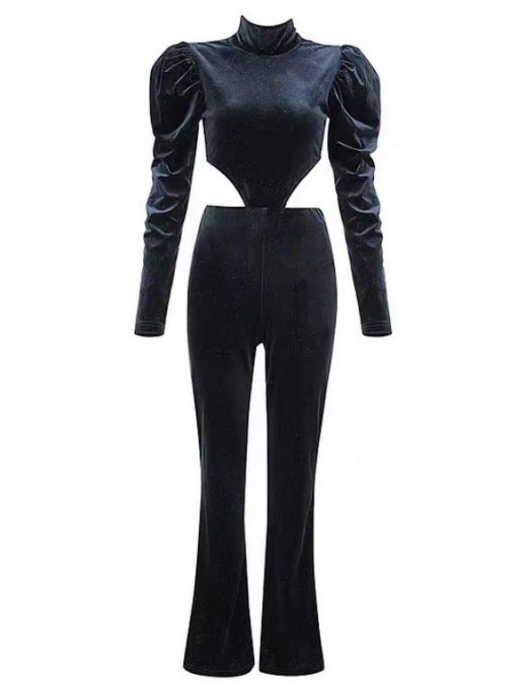 Grey sexy shiny velvet bodysuit