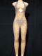 Nude Color & Rhinetsone Velvt Bodysuit