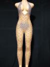 Nude Color & Rhinetsone Velvt Bodysuit