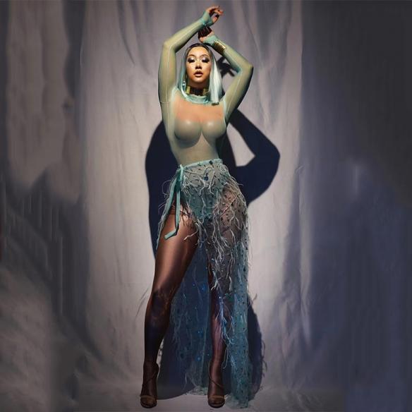 Cyan Transparent Stretchy Bodysuit