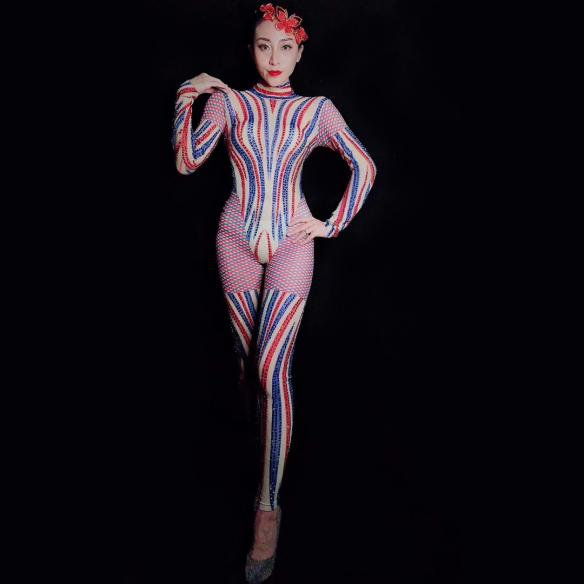 Red and Blue Stripe Bodysuit