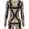 Black with golden pattern bodysuit