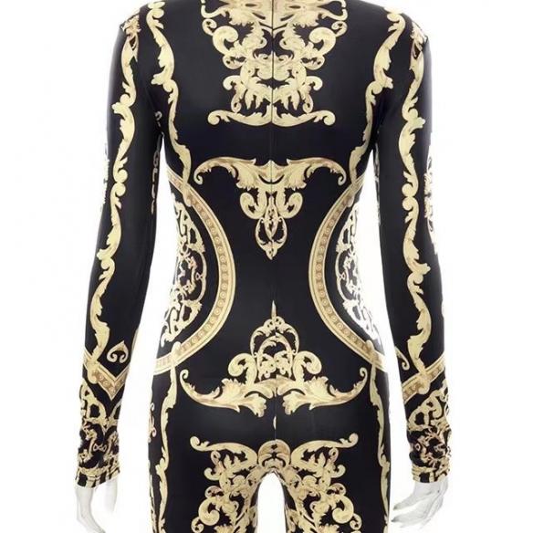 Black with golden pattern bodysuit