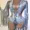 Sliver Fringed Sequin Leotard