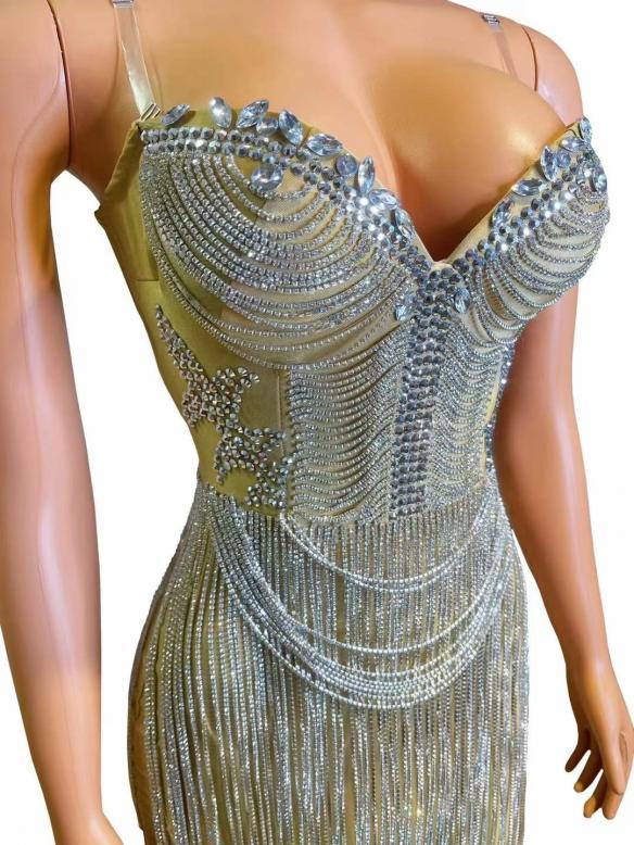 Rhinestone Chain Dress