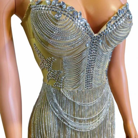 Rhinestone Chain Dress