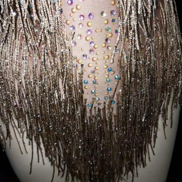 Gold Nude Rhinestones Leotard