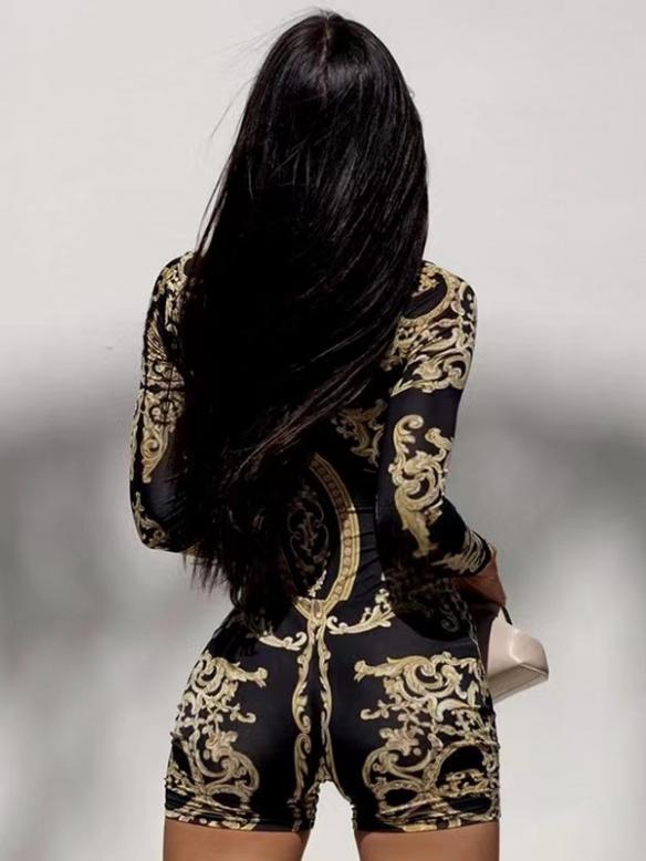 Black with golden pattern bodysuit