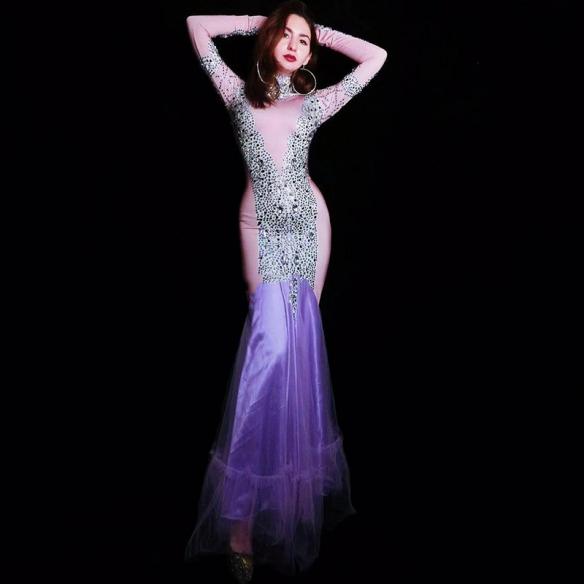 Pink Dress With Purple Trail