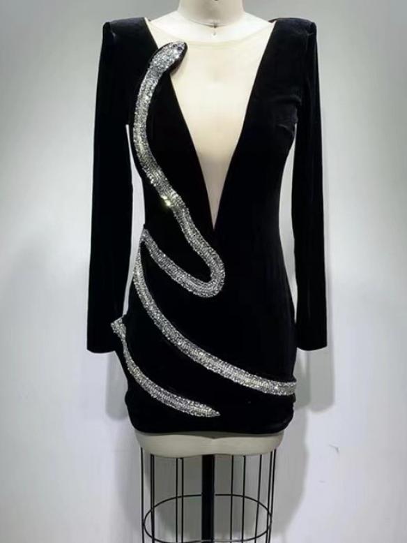 Similar Black V-neck Drss