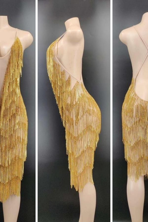 Gold Tassel Dress Costumes Raywigs