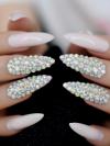 24 PCS Drag Nail Pink And Rhinestones