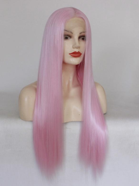 Long Pink Lace Front Drag Wig