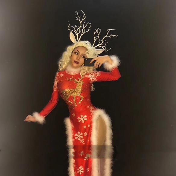Christmas long red dress