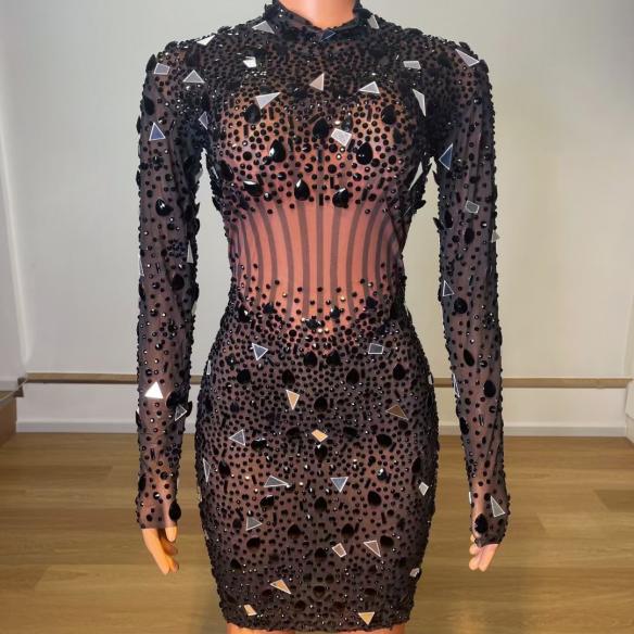 Black Geometric Pattern Dress