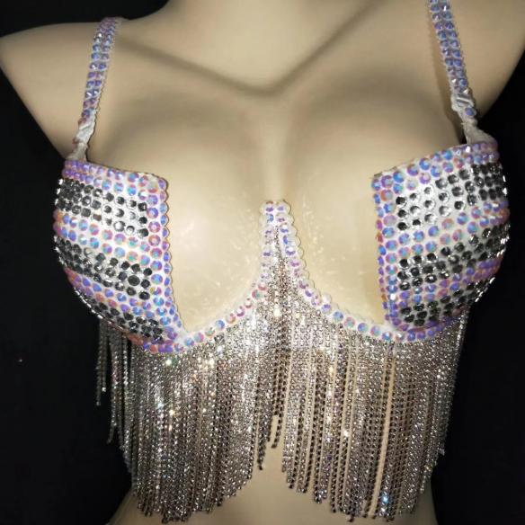 Colorful Rhinestone Tassel Bikini