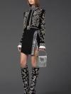 Black winter style heavy rhinestone jacket