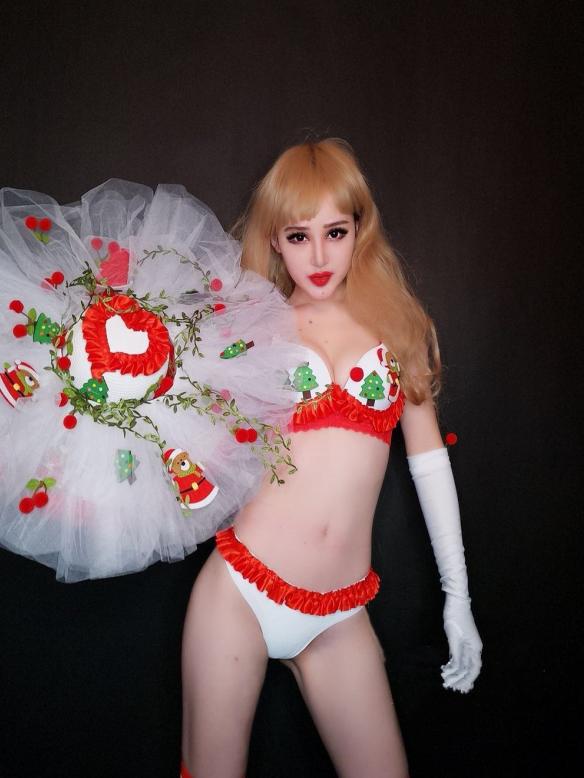 Red Christmas Bikini Suit( include hat & mesh dress)