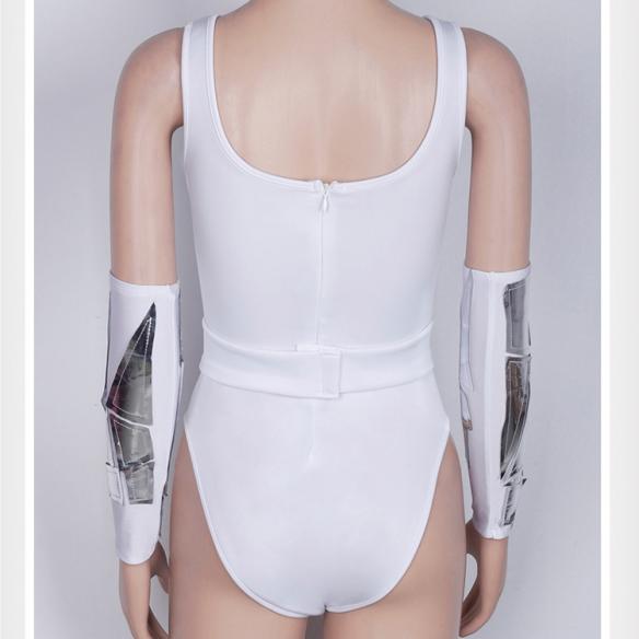 White and Silver Leotard Outfit