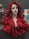 Custom red wave synthetic drag wig