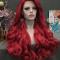 Custom red wave synthetic drag wig