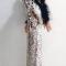 Custom sequin & feather long dress