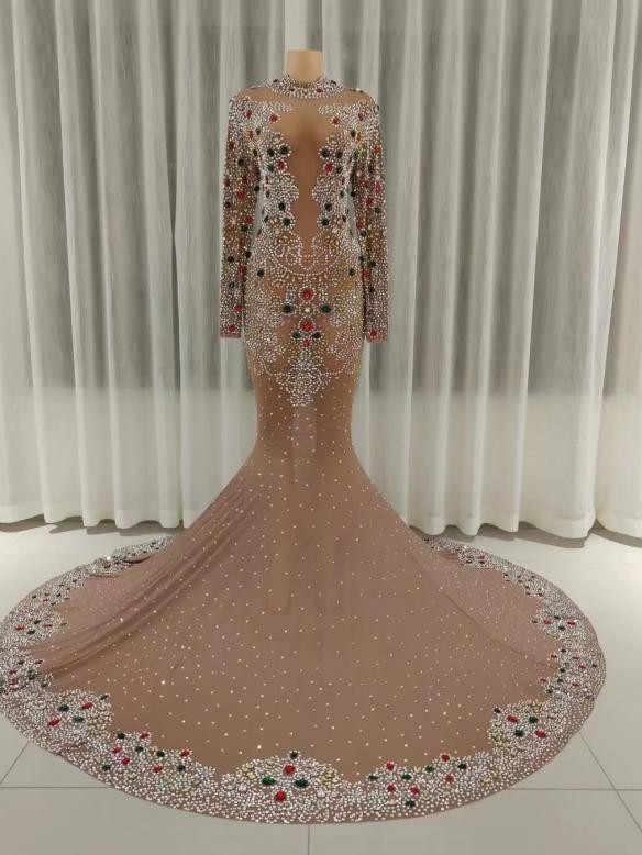 Various colors customized rhinestone dress