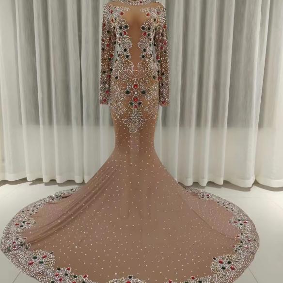Various colors customized rhinestone dress