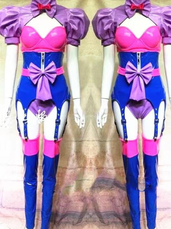 Three colors mixed leotard (include foot cover)