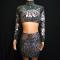 Multi-color Rhinestone Mirro-like Silver Outfit