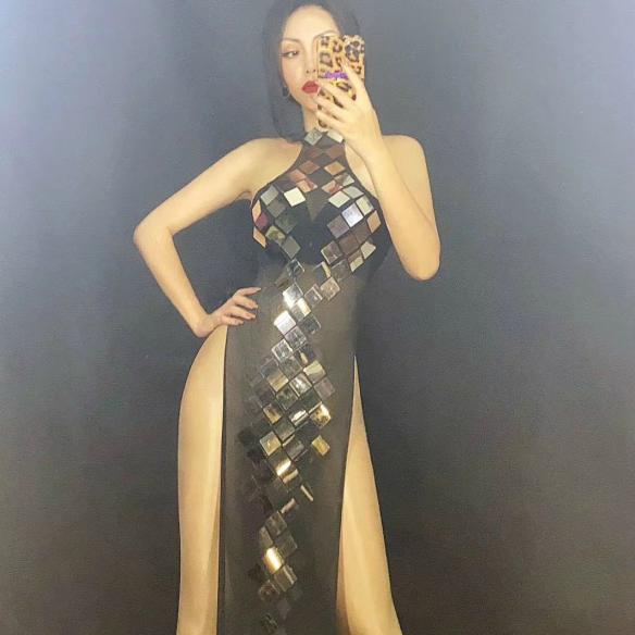 Sparkly Silver See Through Cheongsam