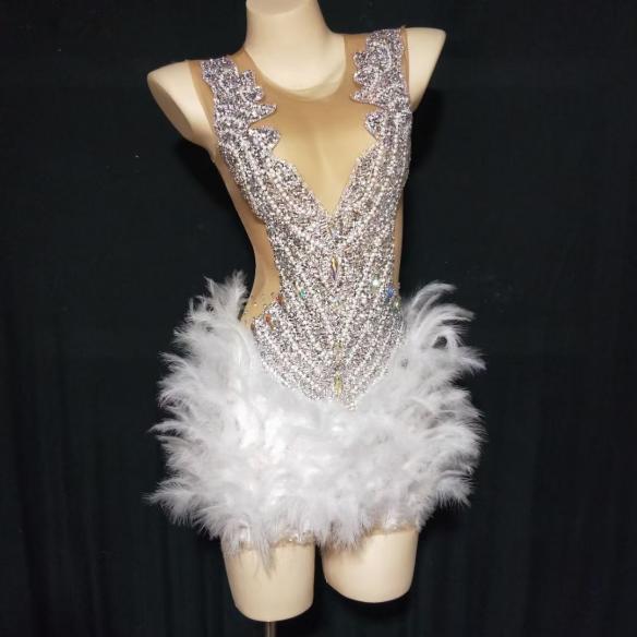 Rhinestone Feather Dress