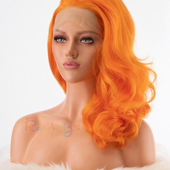 Orange Shoulder Length Wavy Lace Front Wig - Style - Brooke