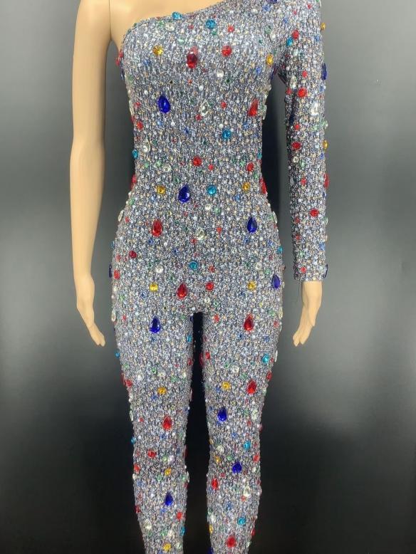 2 Colors Rhinestone Bodysuits 