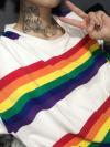 LGBT Pride Rainbow Striped Loose T-Shirt (Black Or White)